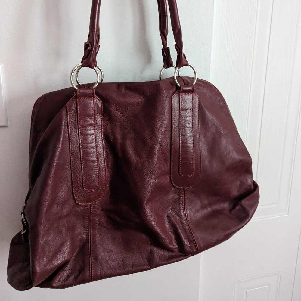 Brazilian cherry red genuine leather handbag